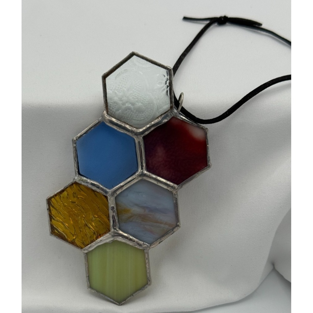 Honey Combed Themed Stain Glass Sun Catcher (6) Panels